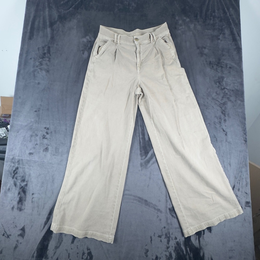 American Eagle Wide Leg Pants Womens 8 Khaki Tan Super High-Rise Stretch 4990